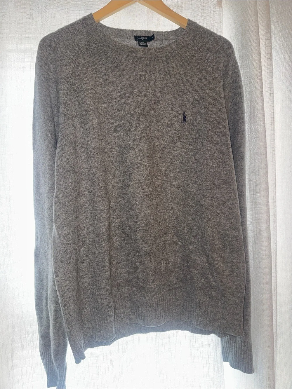 J. Crew 100% Lambs Wool Men's L Grey Crewneck Sweater